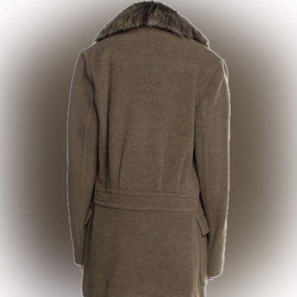 Ralph Lauren Olive Drab Wool Felt Double Breasted Shearling Collar Coat - Picture 12 of 14